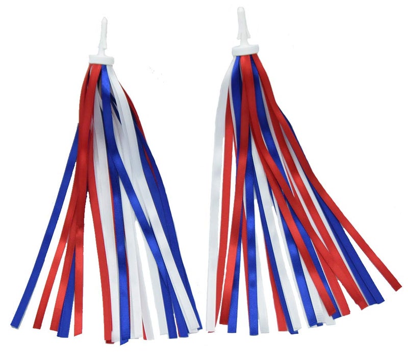 catin Patriotic Bike Streamers Red White Blue Bike Tassels Ribbon 4th of July Bike Decorations for Bicycle Scooter Tricycle Handlebar - Image 1